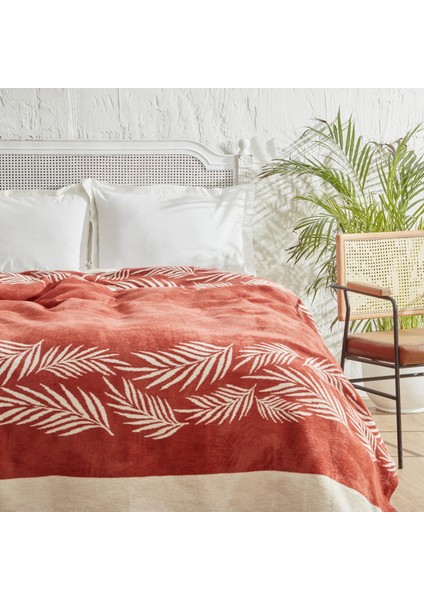 Leaf Tek Kişilik Pamuklu Battaniye Terracota fırsatları