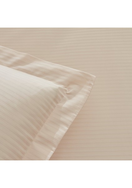 Vessa 120 Tel %100 Pamuk Saten Çift Kişilik Nevresim Takımı Çizgili Bej fırsatları