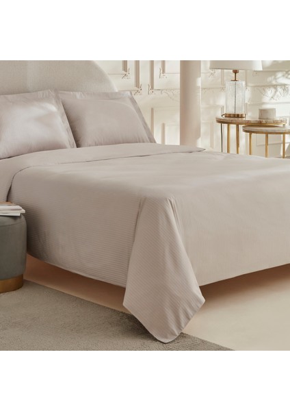 Vessa 120 Tel %100 Pamuk Çift Kişilik Çizgili Saten Nevresim Takımı Açık Gri fiyatları