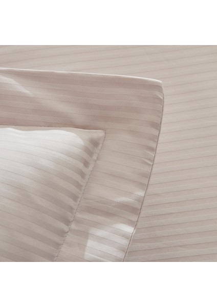 Vessa 120 Tel %100 Pamuk Çift Kişilik Çizgili Saten Nevresim Takımı Açık Gri indirimleri