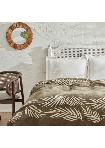 Leaf Tek Kişilik Pamuklu Battaniye Haki fiyatları