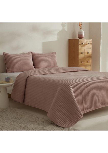 Elie Çift Kişilik Yatak Örtüsü Seti Pudra modelleri