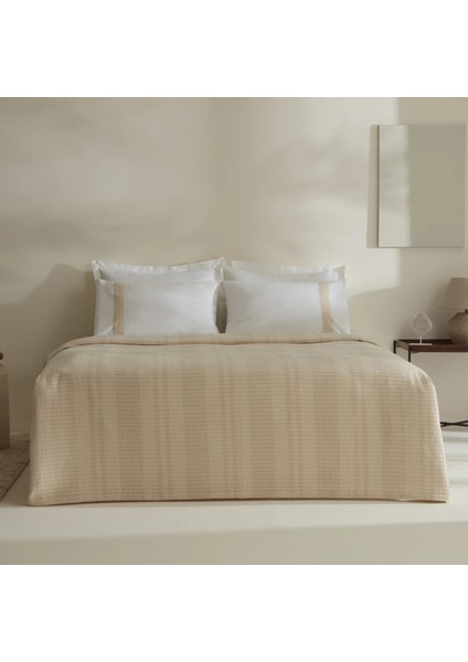 White Collection Delisa %100 Pamuk Keten Çift Kişilik Pike Takımı Krem