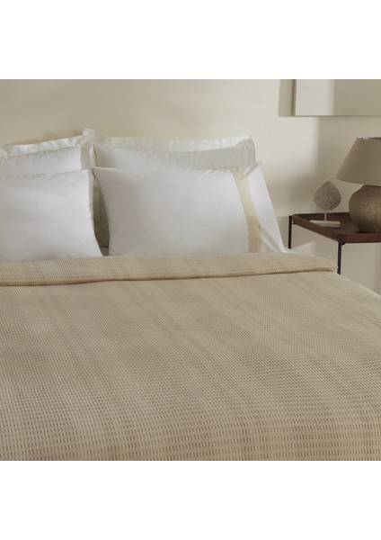 White Collection Delisa %100 Pamuk Keten Çift Kişilik Pike Takımı Krem indirimleri