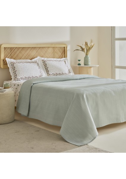 Roshell %100 Pamuk Tek Kişilik Pike Takımı Adaçayı