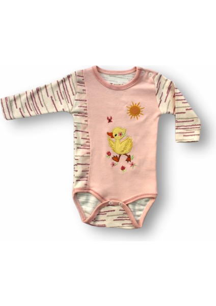 3-6 6-9 9-12 Ay Süslü Ördek Nakışlı Şapkalı Uzun Kollu Zıbınlı 3lü Kız Bebek Takımı Pembe fiyatları