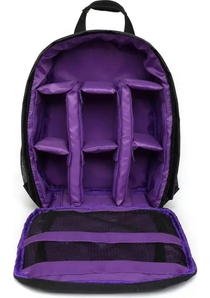 Su Geçirmez Dslr Sırt Çantası Video Dijital Dslr Kamera Çantası Çok Fonksiyonlu Açık Kamera Fotoğraf Çanta Çantası Nikon Canon Dslr Lens Renk: Mor (Yurt Dışından)