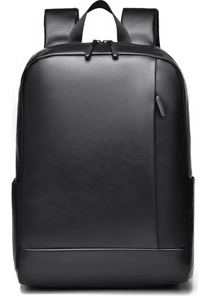 Pu Kumaştan Yapılmış Yeni Erkekler Iş Seyahati Sırt Çantası, Su Geçirmez 14 Inç Dizüstü Bilgisayar Çantası Şık Öğrenci Sırt Çantası: Siyah (Yurt Dışından)