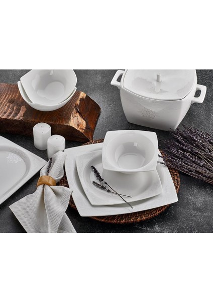 Bone Square Porselen 60 Parça Yemek Takımı - 45001