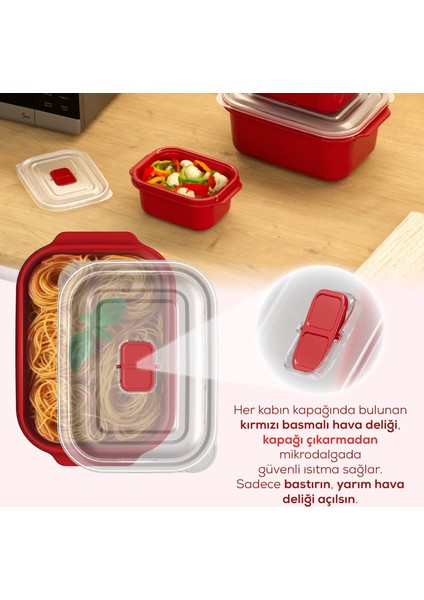 Kapaklı 3’lü Mikrodalgaya Uygun Dikdörtgen Saklama Kabı Seti - 500/1000/2000 ml fiyatları