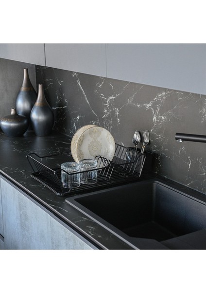 Paslanmaz Çelik Bulaşık Sepeti, Dayanıklı ve Şık Tasarım, Siyah Renk modelleri