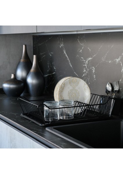 Paslanmaz Çelik Bulaşık Sepeti, Dayanıklı ve Şık Tasarım, Siyah Renk fırsatları