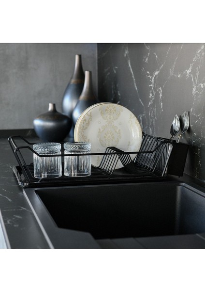 Paslanmaz Çelik Bulaşık Sepeti, Dayanıklı ve Şık Tasarım, Siyah Renk indirimleri