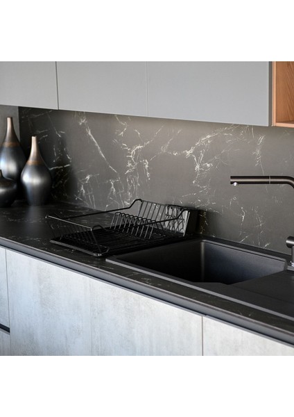 Paslanmaz Çelik Bulaşık Sepeti, Dayanıklı ve Şık Tasarım, Siyah Renk