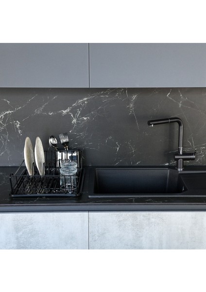 Paslanmaz Çelik Bulaşık Sepeti, Dayanıklı ve Şık Tasarım, Siyah Renk