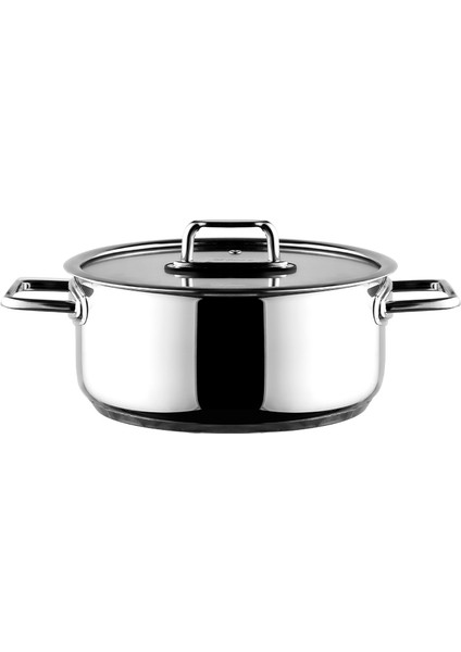 Colombus Metal Kulp Cam Kapak Derin Tencere - 24 Cm