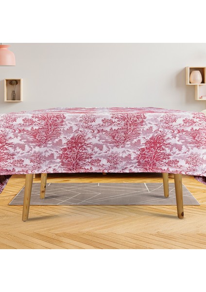 Yüksek Kaliteli Desenli Jakarlı Dokuma Kumaş Kare 160 x 160 Masa Örtüsü Bordo Ağırlıklı fırsatları