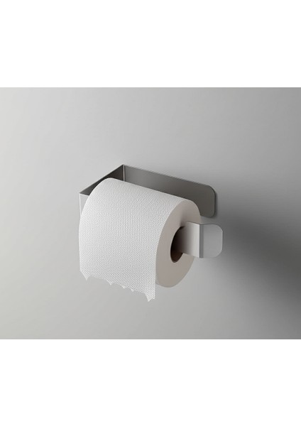 2 Li Set / Paslanmaz Çelik Havluluk ve Tuvalet Kağıtlığı / Yapışkanlı Tasarım / 26 Cm-18 cm