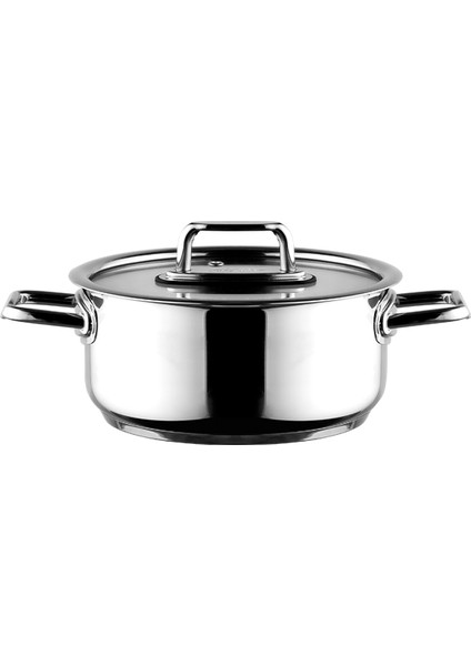 Colombus Metal Kulp Cam Kapak Derin Tencere - 18 Cm