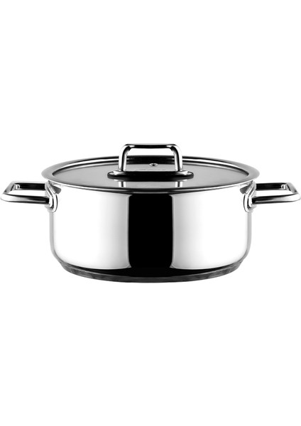 Colombus Metal Kulp Cam Kapak Derin Tencere - 20 Cm