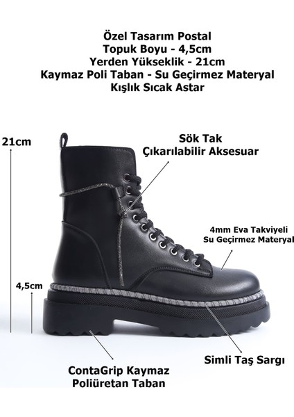 Karma Özel Tasarım Kışlık Siyah Kalın Tabanlı Kadın Bot fiyatları