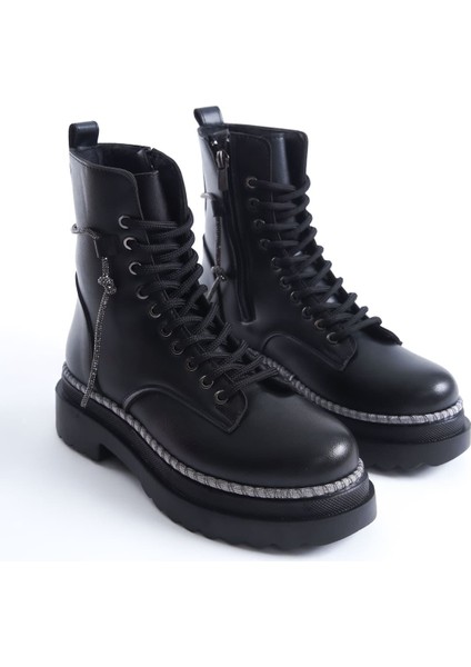 Karma Özel Tasarım Kışlık Siyah Kalın Tabanlı Kadın Bot fırsatları