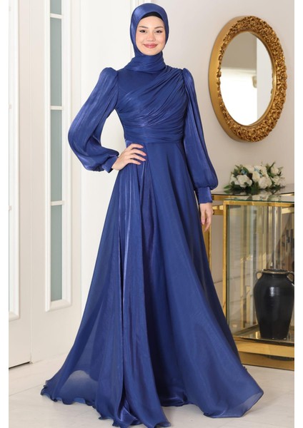 Bahar Tesettür Abiye Lacivert