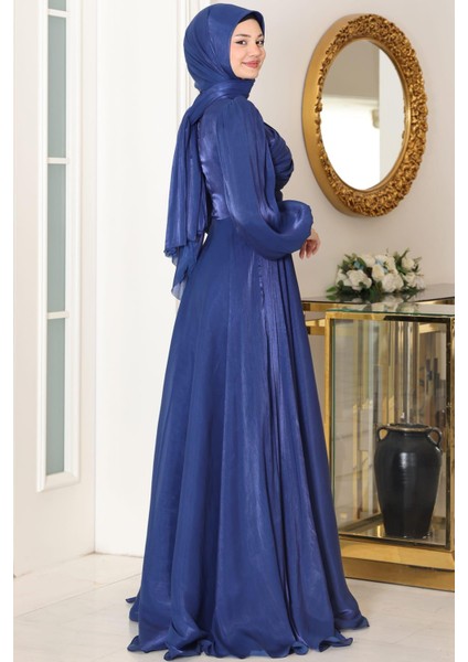 Bahar Tesettür Abiye Lacivert modelleri