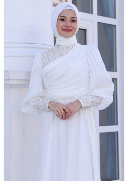 Yağmur Tesettür Abiye Ekru fiyatları