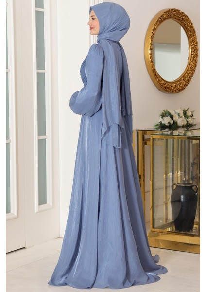 Bahar Tesettür Abiye Bebe Mavi modelleri