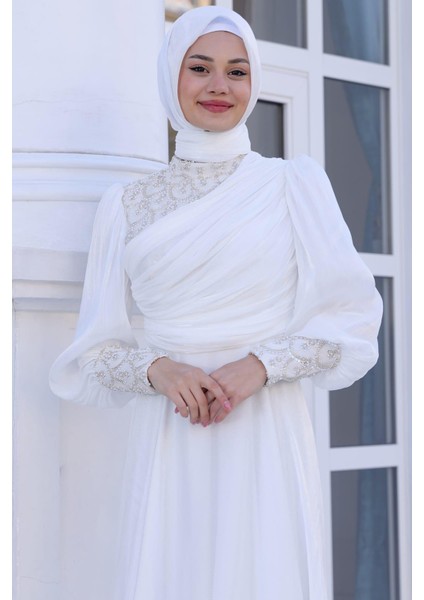 Bahar Tesettür Abiye Ekru fiyatları