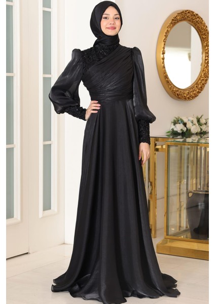 Bahar Tesettür Abiye Siyah modelleri