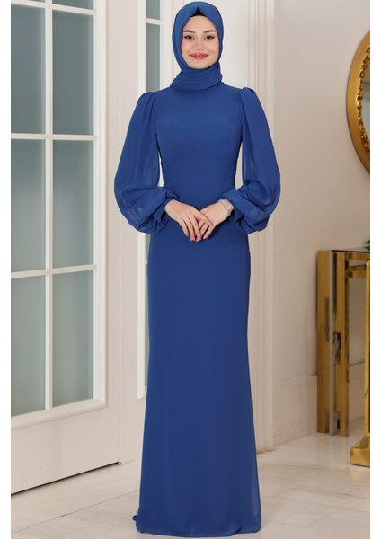 Firuze Tesettür Abiye Indigo modelleri