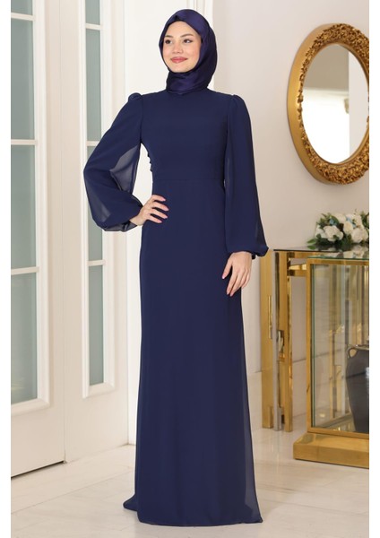 Firuze Tesettür Abiye Lacivert modelleri