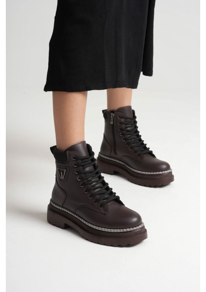 Fiora Özel Tasarım Kadın Kışlık Kalın Tabanlı Acı Kahve Bot modelleri