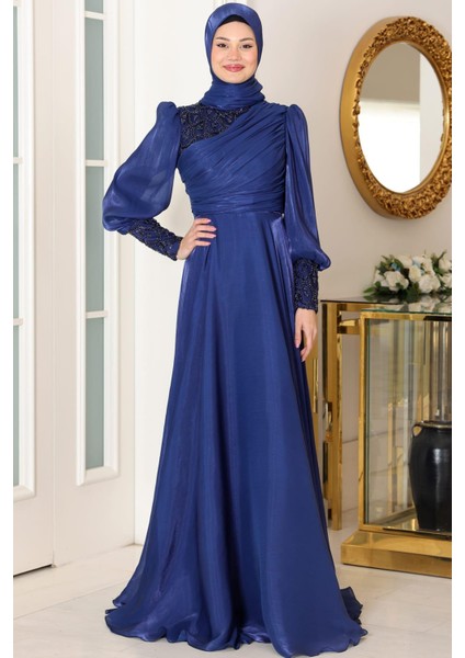 Yağmur Tesettür Abiye Lacivert