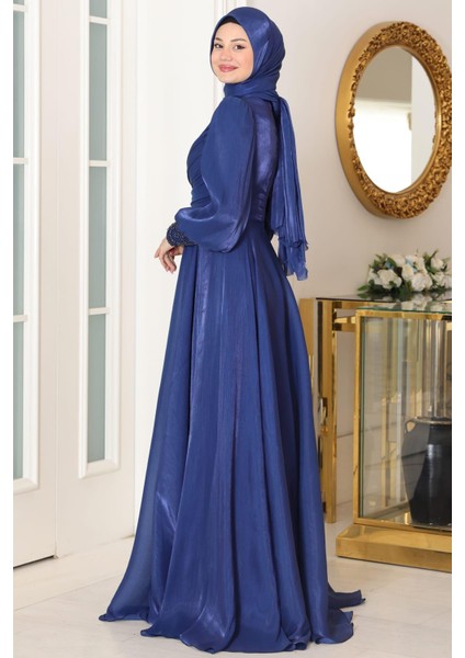 Yağmur Tesettür Abiye Lacivert modelleri