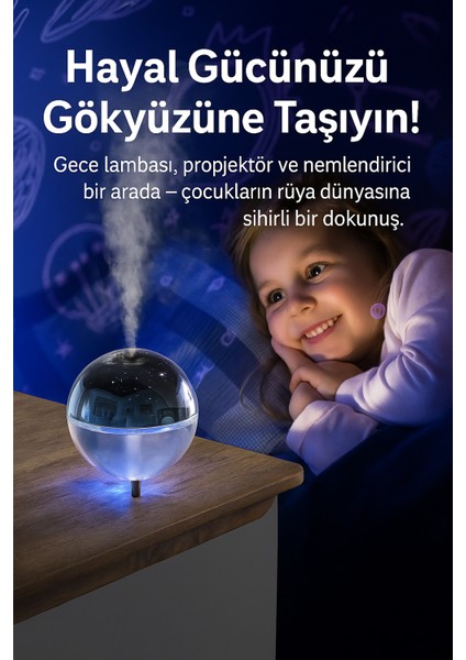Projektörlü Yansıtmalı Çocuk Bebek Odası Gece Lambası Hava Nemlendirici Ikisi Bir Arada fiyatları
