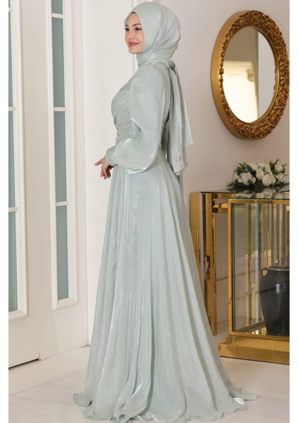 Bahar Tesettür Abiye Mint modelleri