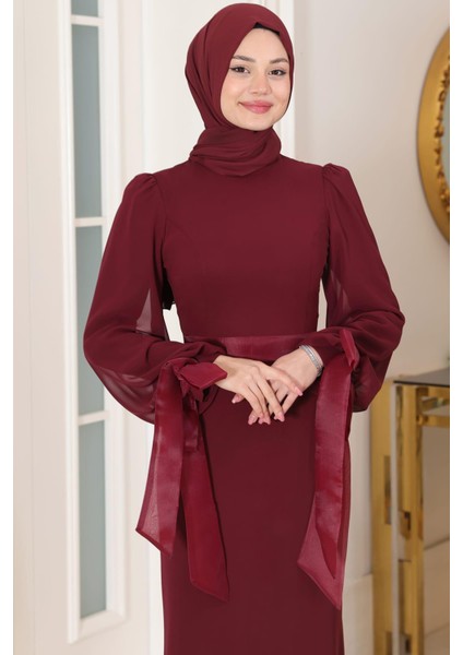 Firuze Tesettür Abiye Bordo fiyatları