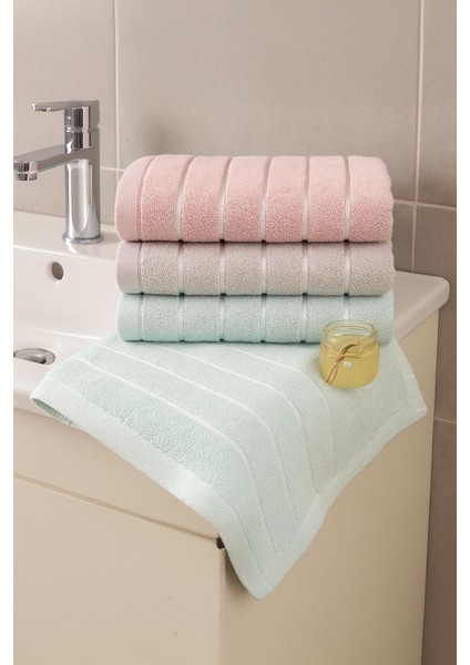 Line 3’lü El ve Yüz Havlu Seti – 50X90 cm %100 Pamuk, Yumuşak Dokulu,çizgili Desenli