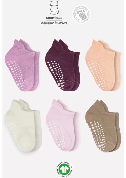 6'lı Sneakers Kaymaz Penye Çorap BS20102 Gül Kurusu