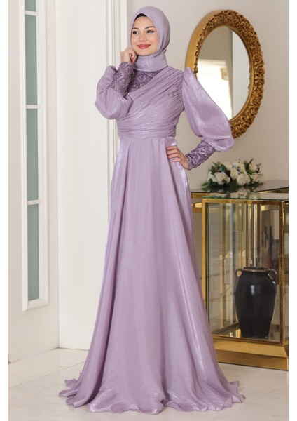 Yağmur Tesettür Abiye Lila
