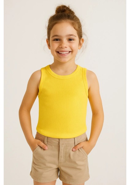 Pure Dots Kız Çocuk Fitilli Yazlık Sarı Body Bluz