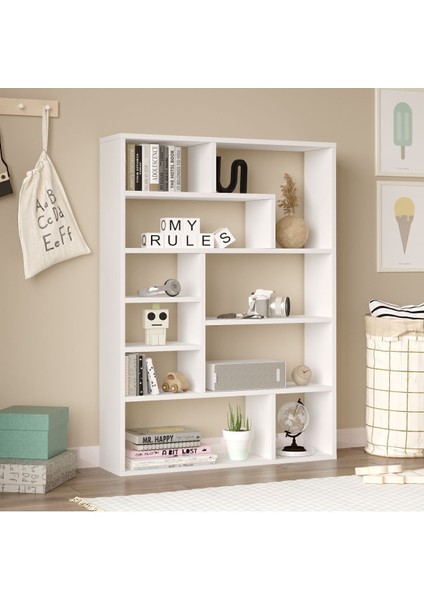 Keemon Kitaplık 124CM Sepet-Beyaz Kee1-Sw