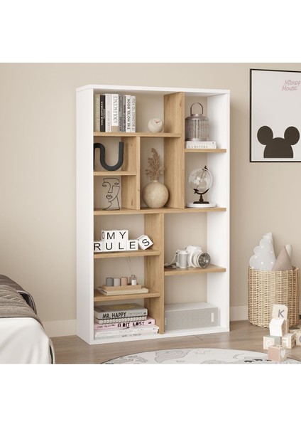 Korrion Kitaplık 124CM Sepet-Beyaz Kor1-Sw