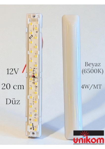 5'li Paket 12V Tente LED Aydınlatma Armatür 20CM-DÜZ Taban - Beyaz Işık 6500K