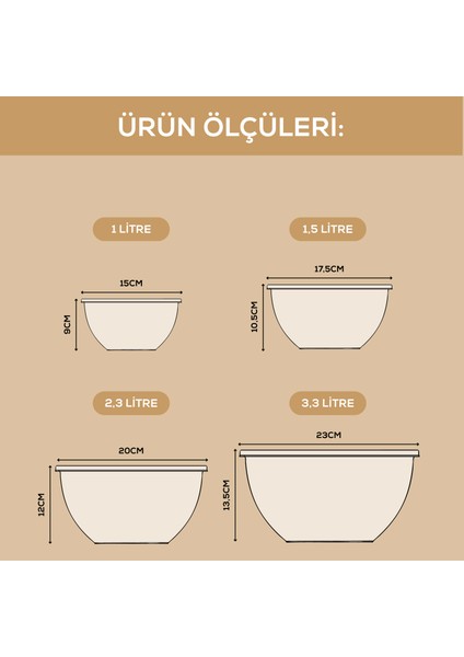 4’lü Yuvarlak Kase Seti Yeşil | 1l, 1.5l, 2.3l, 3.3l | Kapaklı Çok Amaçlı Mutfak Saklama Kabı fiyatları