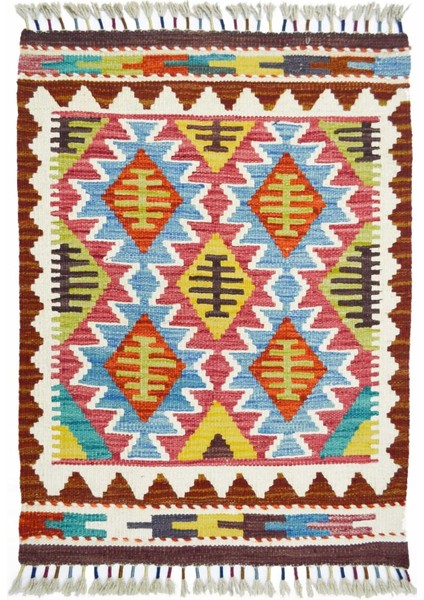 Yün Iplikten El Dokuma Afgan Kilim 65X88 cm (0.57 M²)