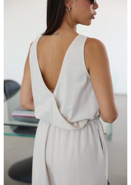 Kalın Askılı Beli Lastikli Modal Tulum modelleri